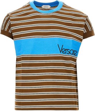Versace Cotton T-shirt with logo embroidery Man S