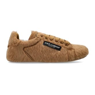 Dolce & Gabbana Fur Sneakers - Dames - Schoenen - Bruin - Maat: 39 EU Leer