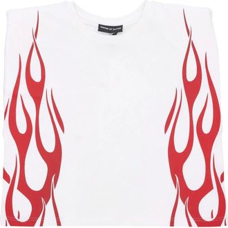 Vision Of Super Flames Mouwloos Tee Off White/Red - Dames - Tops zonder mouwen - Wit - L - Katoen - Tops