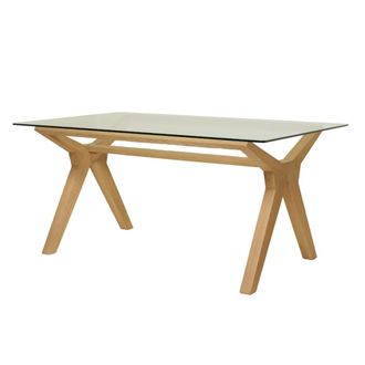 Wabi Home Mesa de comedor de madera maciza y cristal 160cm