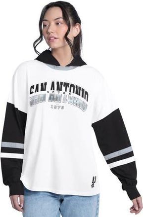 G-III 4Her by Carl Banks Womens G-III 4Her by Carl Banks White/Black San Antonio Spurs Key Player Oversized Hooded Long Sleeve T-Shirt at Nordstrom, Size Medium