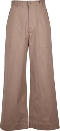 Moncler Wijde broek - Heren - Wijde Broeken - Bruin - XS - Katoen - Broeken
