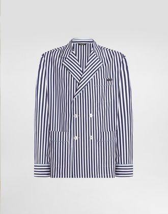 Dolce & Gabbana Striped Poplin Vanity Robe - Man Shirts Multicolor 44