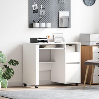 Berkfield Home White Computer Desk with Drawers White MDF, Particle board Standard