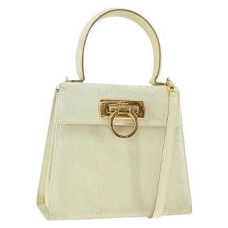 Ferragamo Pre-owned Handbags, female, Beige, Size: ONE SIZE Pre-owned Suede Handbag