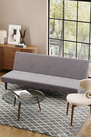 Living and Home Contemporary Upholstered Sofa Bed in Grey