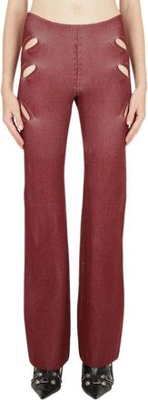 Dion Lee Gebreide Broek met Uitsparingen - Dames - Straight fit broeken - Rood - XS - Leer - Broeken