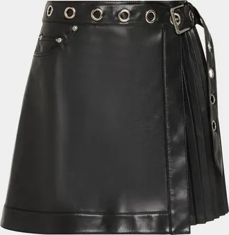 Cinq &agrave; Sept Vegan Leather Wrap Mini Skirt