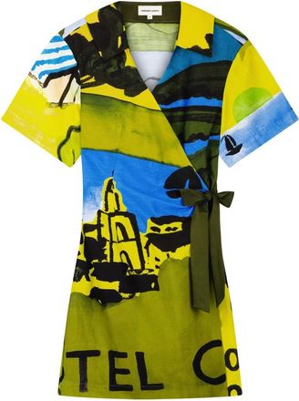 Fab By Fabienne Chapot Roja Jurk - Dames - Wikkelkleedje - Veelkleurig - XL - Leer - Kleedjes