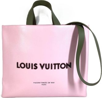 Louis Vuitton Pink Leather Shopping Bag Shoulder Bag Tote Bag (Pre-Owned)