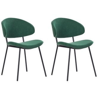 Beliani Beliani - Conjunto De 2 Sillas De Comedor Modernas Asiento Tapizado En Tela Respaldo Curvo Sin Reposabrazos Patas Negras Verde Kiana