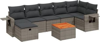 vidaXL Vidaxl - Set De Sof&aacute;s De Jard&iacute;n 8 Pzas Y Cojines Rat&aacute;n Sint&eacute;tico Gris
