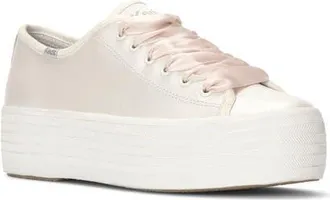 Keds Triple Up Pearlized Platform Leather Sneaker in White Pearlized at Nordstrom, Size 6.5