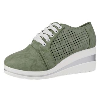 Generic Womens Slip On Walking Shoes Hollow Out Breathable Wedge Shoe Leather Chunky Sneakers Non-Slip Casual Shoes Lightweight Comfortable Sneaker Elevator L