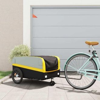 vidaXL Remolque Para Bicicleta Hierro Negro Y Amarillo 45 Kg Vidaxl