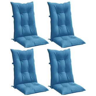 vidaXL Cojines Silla Respaldo Alto 4 Uds Tela Azul Melange 120x50x7 Cm Vidaxl