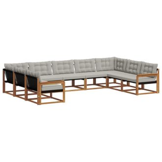 vidaXL Conjunto De Sof&aacute;s De Exterior 9 Uds. Gris Natural Y Claro Vidaxl
