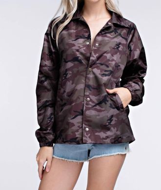Honey Punch Camo Coaches Jacket In Gray
