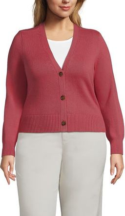 Lands End Plus Size Drifter Vneck Dress Cardigan Sweater in Soft Mojave Rose at Nordstrom, Size 3X