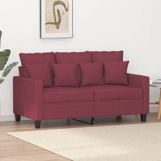 vidaXL Sof&aacute; De 2 Plazas De Tela Rojo Tinto 120 Cm Vidaxl