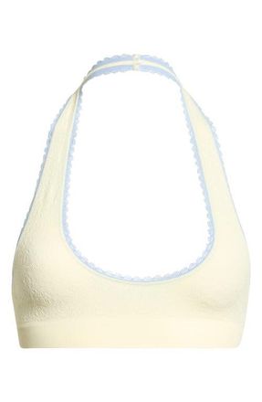 Free People Sweet Point Seamless Halter Bralette in Pear Sorbet Combo at Nordstrom, Size X-Small