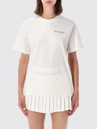 Sporty & Rich T-shirt a righe in cotone con scollo a girocollo e logo posteriore