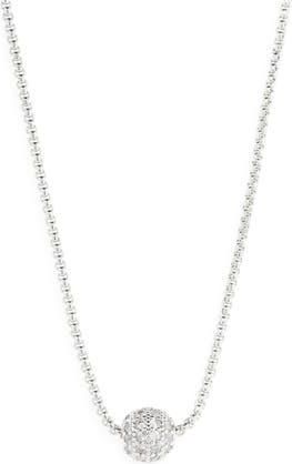 Nordstrom Rack Pav&eacute; Ball Pendant Necklace in Clear- Silver at Nordstrom Rack
