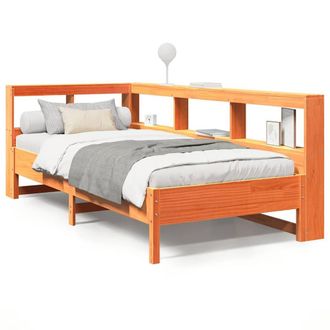 Berkfield Home Bookcase Bed without Mattress Wax Brown 90x200 cm Solid Wood Pine