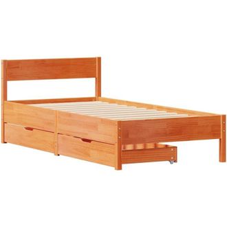 vidaXL Estructura De Cama Sin Colch&oacute;n Madera Maciza Marr&oacute;n 75x190 Cm Vidaxl