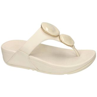 FitFlop Schoenen, Dames, Wit, 36 EU, Leer, Lulu Marbled-Stone Teenslippers