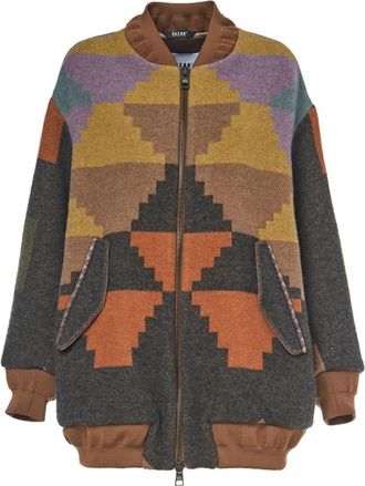 Bazar Deluxe Grafische Print Oversized Bomberjack - Dames - Bomber jackets - Veelkleurig - 2XS - Wol - Jassen