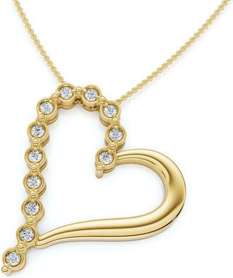 Pompeii3 Diamond Heart Pendant Gold Necklace Lab Grown 18