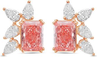 Diana M. Jewels 14kt Rose Gold 7cts Lab Grown Pink and White Diamond Cluster Earrings
