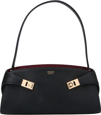 Ferragamo Black Calfskin Hug East-West Shoulder Bag