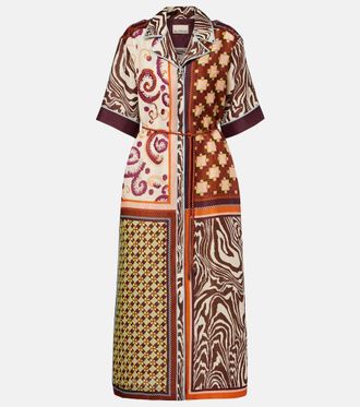 Alemais Al&eacute;mais Wilson printed linen and silk shirt dress