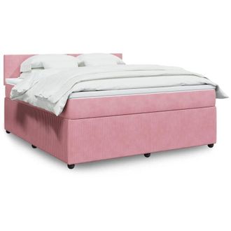 vidaXL Cama Box Spring Con Colch&oacute;n Terciopelo Rosa 180x200 Cm