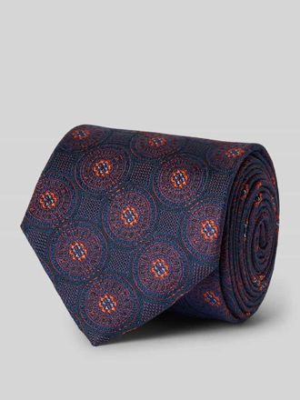 Monti Seidenkrawatte mit Overall-Print (7 cm) in Rostrot, Gr&ouml;&szlig;e 1