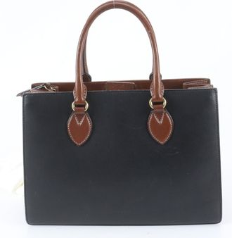 Gucci Black Brown Leather Handbag Shoulder Bag Tote Bag (Pre-Owned)