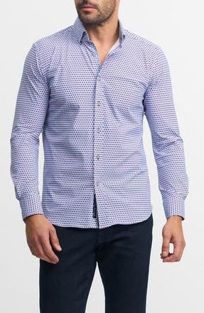 Robert Graham Trim Fit Geo Print Button-Up Shirt in Blue Multi at Nordstrom Rack, Size Xxx-Large
