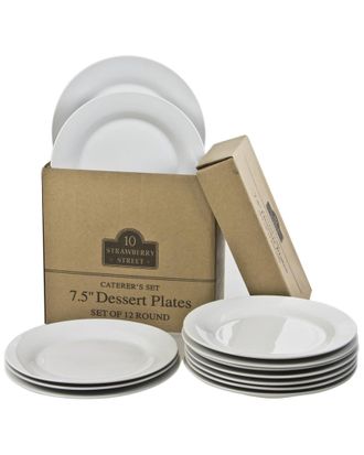 10 Strawberry Street Set Of Twelve 7.5In Round Dessert/Salad Plates