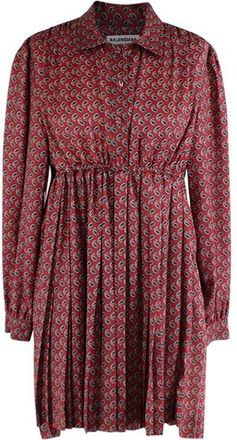 Balenciaga Red & black paisley pears satin babydoll dress Size XXS