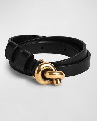 Bottega Veneta Knot Buckle Leather Belt