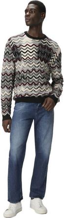 Missoni Crew Neck Sweater With Geometric Zigzag Pattern in Grey & Red at Nordstrom, Size 52 It