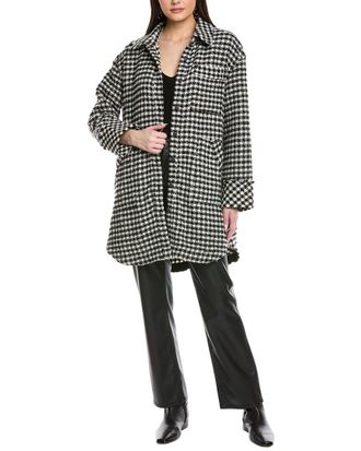 Free People We The Free Get Around Houndstooth Wool-Blend Shirt Jacket