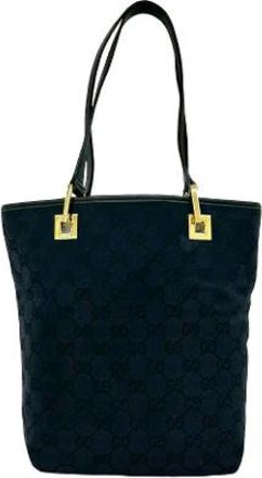 Gucci Pre-owned Tote Bags, female, Blue, Size: ONE SIZE Pre-owned Canvas Tote Bag