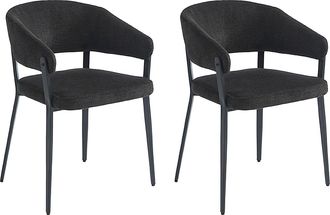 Vente-Unique Lote de 2 sillas con reposabrazos de tela y metal - Negro - AVRELA