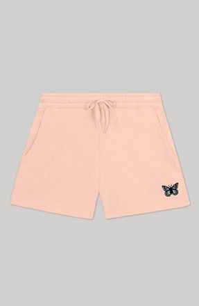 Dalix Womens Butterfly Midweight Washed Fleece Shorts in Blush at Nordstrom, Size Xx-Large