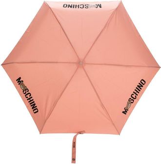 Moschino logo-print six-panel umbrella - unisex - Polyester - One Size - Pink