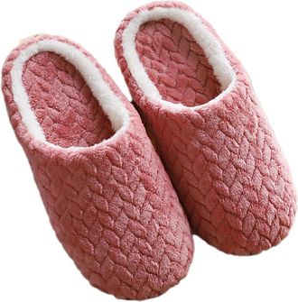 Generic Womens Memory Foam House Slippers Arch Support Moccasin Winter Shoes Ladies Warm Fuzzy Faux Fur Collar With Indoor Outdoor Rubber Sole Ladies Slippers