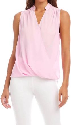 Karen Kane Sleeveless Drape Front Top In Powder Pink